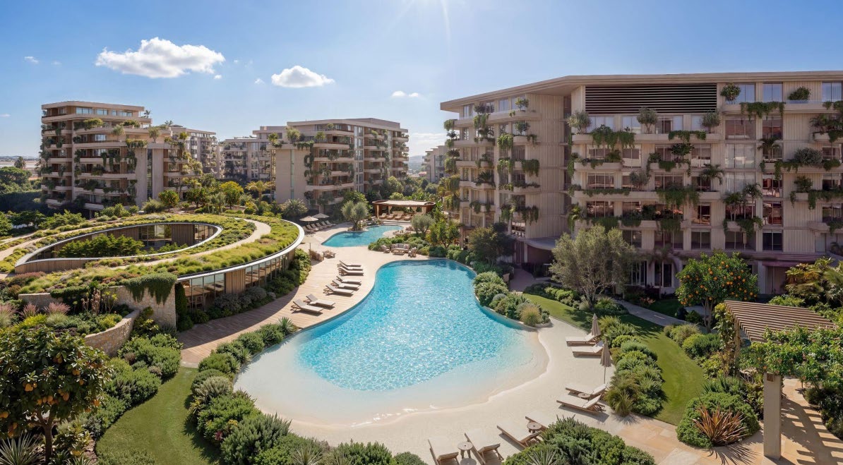 Lagoon Clubhouse - Pool lagoon and residential buildings