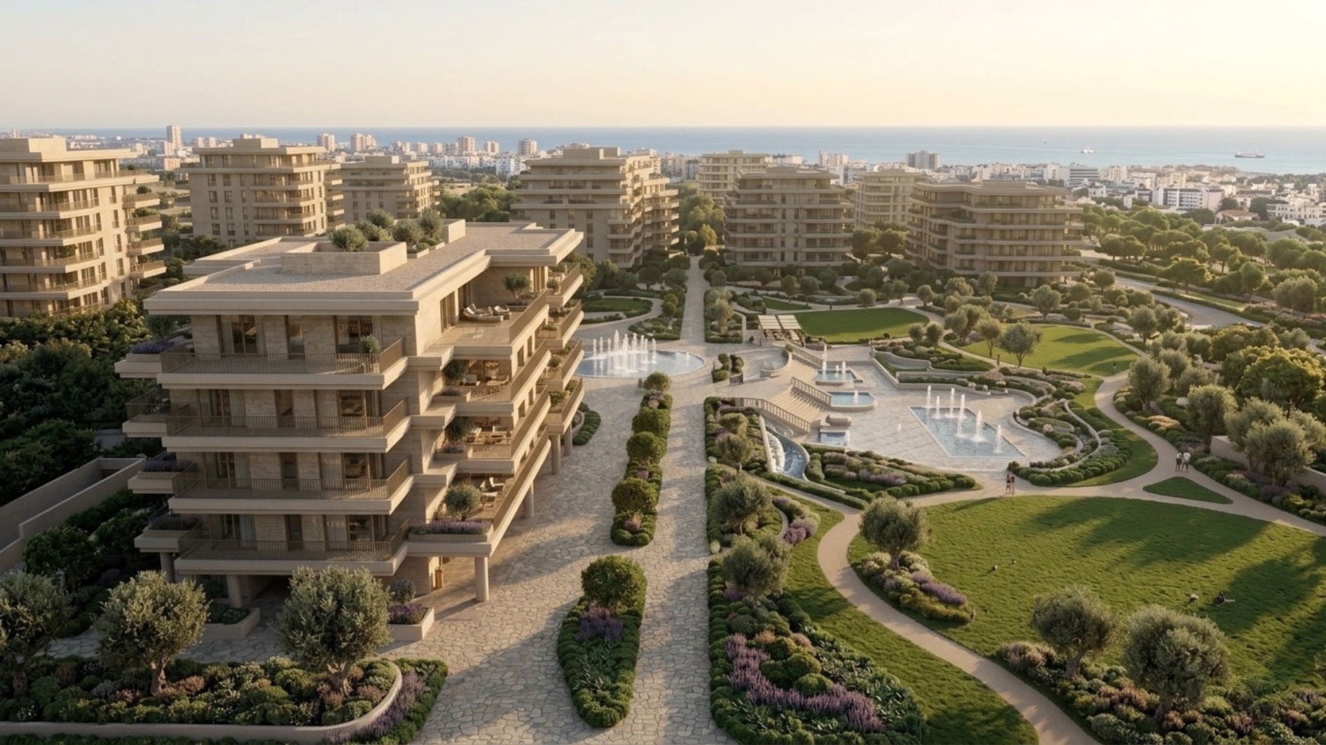 Masterplan view with sea beyond